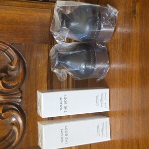 2x Tan-Luxe The Body Illuminating Self-Tan Drops, 1.01oz ea & 2x Brushes--NEW